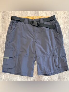 Field & Stream Cargo Shorts Men Sz M 34 Dark Gray Breathable Fishing Belted